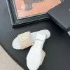 Chanel Women Woven-Fabric Slides — Beige with White Flat Sole product view 5