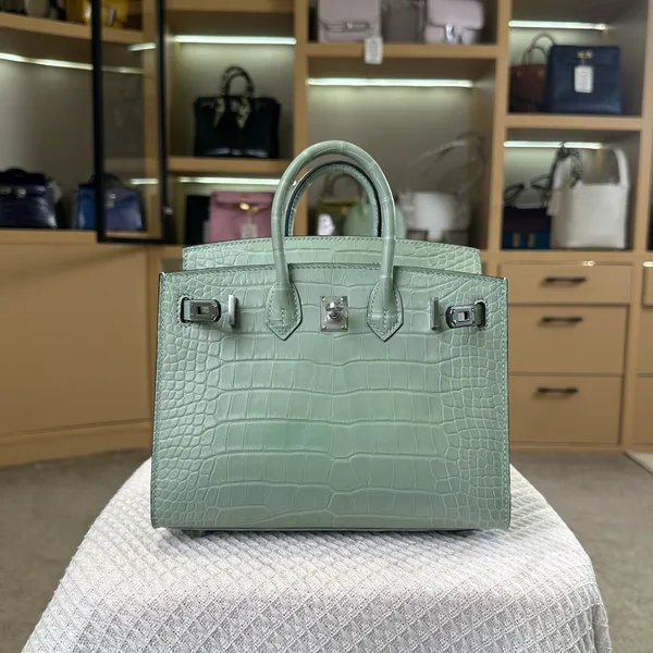 Hermès Birkin 20 cm Mint Green Crocodile Leather Silver Hardware Bag product photo