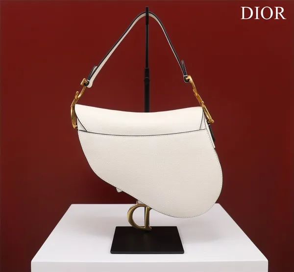 Dior Saddle Handbags White Color With Lock Yellow Gold 25x20x6.5 cm product view 8