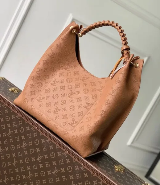 Louis Vuitton Carmel Mahina Leather Hobo Bag in Cognac product view 3