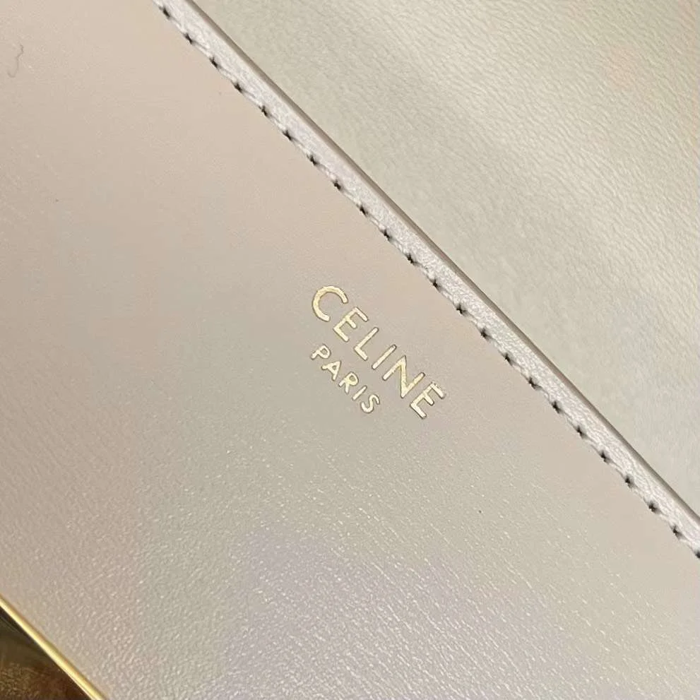 Celine Triomphe Handbag Milky White Smooth Leather 20x12cm product view 3