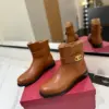 Valentino Women Brown Leather Ankle Boots — Low-Heel Chain-Cuff Style product view 3