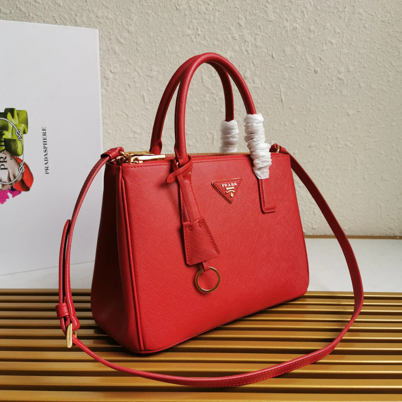 Prada Medium Galleria 28 Red Saffiano Leather Bag product view 2