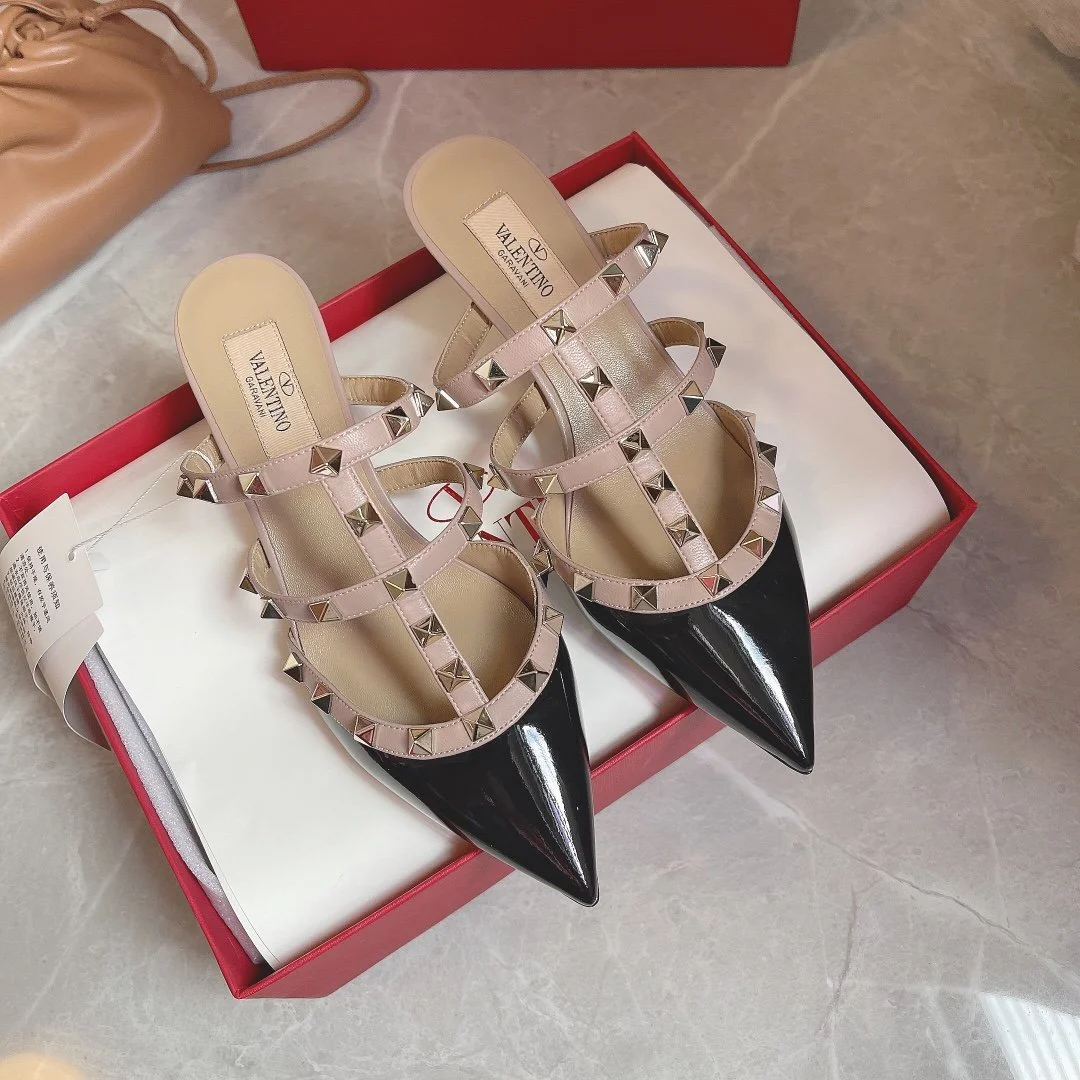 Valentino Women Black Patent Leather Studded Mules product view 1