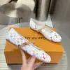 Louis Vuitton Women White Canvas Multicolor Print Leather Strap Flats product view 5