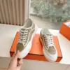 Hermès Women Beige Suede White Leather Sneakers product view 6