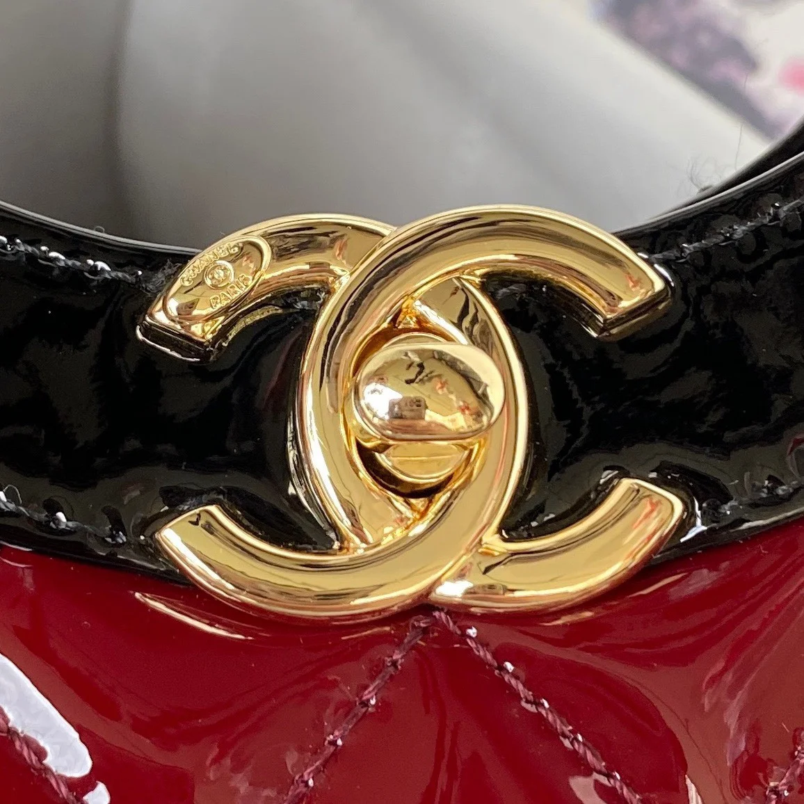 Chanel Mini Shopping Bag Handbags Red Shiny Leather 31 cm product view 6