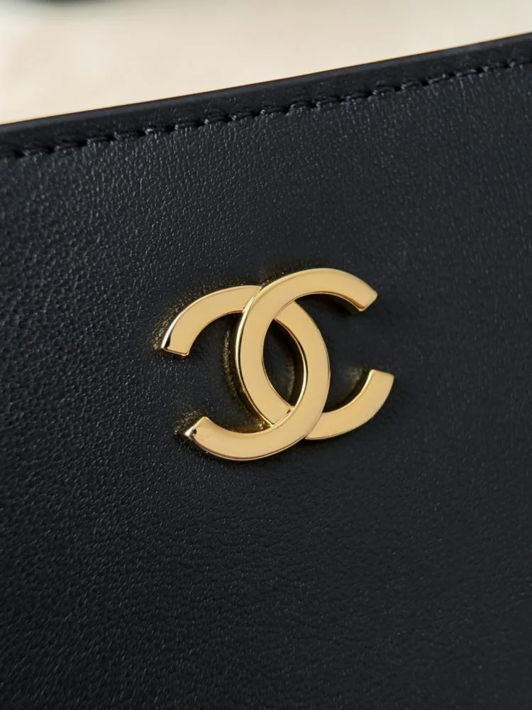 Chanel “Chic Studs” Clutch Bag Black Lambskin Gold Hardware product view 7