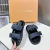 Louis Vuitton Women Blue Fabric Leather Sandals product view 5