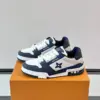 Louis Vuitton Men White And Navy Leather Sneakers product view 3