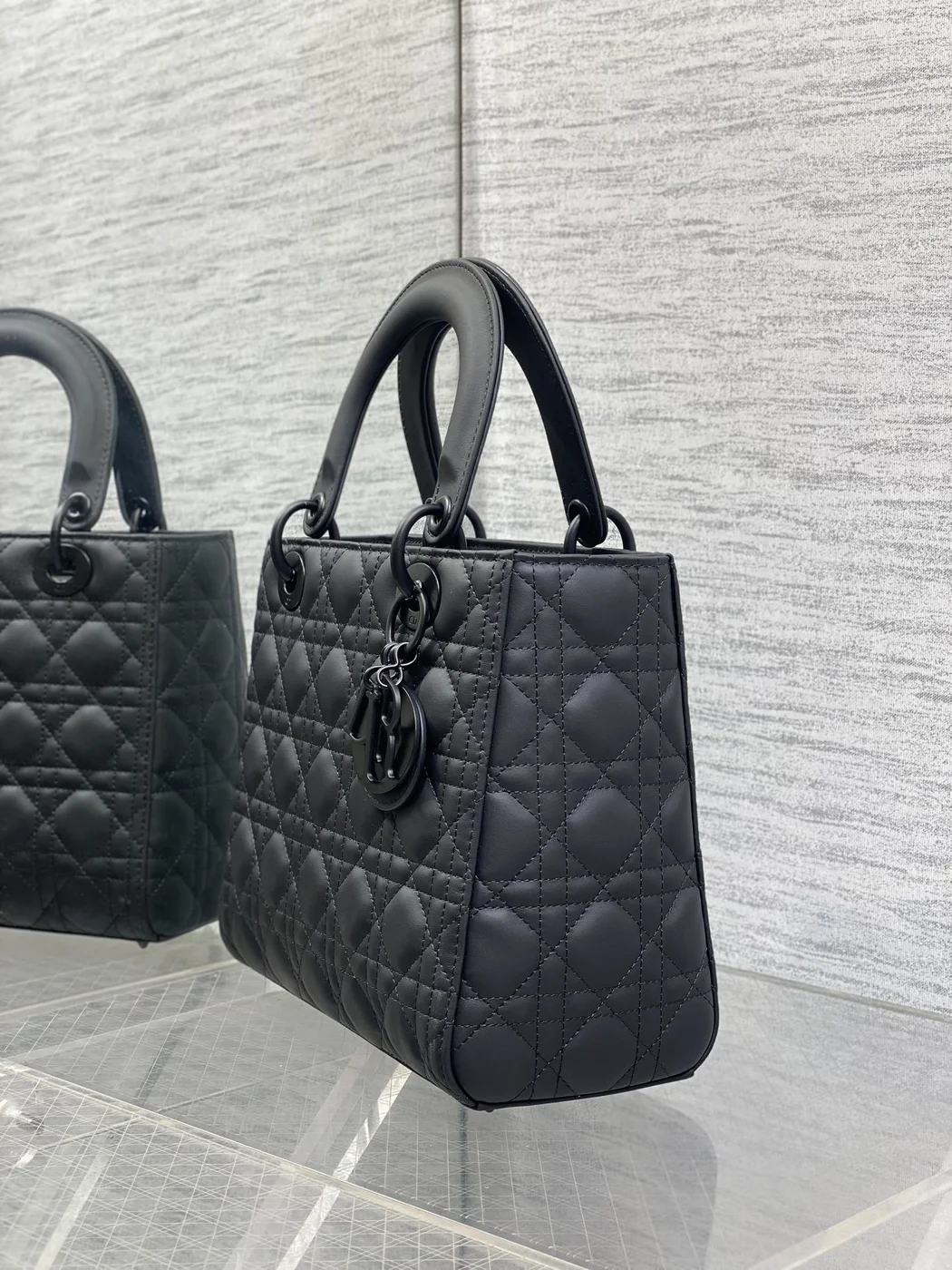 Dior Medium Lady Bag in Matte Black product view 5