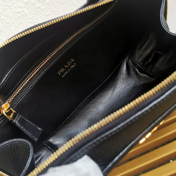 Prada Medium Leather Top-Handle Bag in Black product view 5