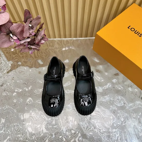 Louis Vuitton Women Black Patent Leather Mary Jane Loafers — Square Toe product view 5