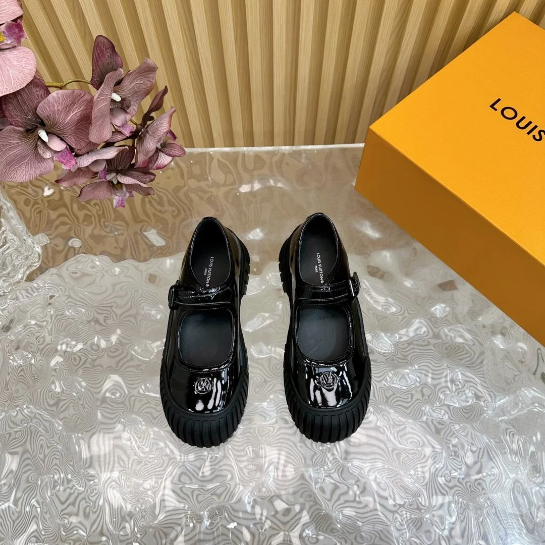 Louis Vuitton Women Black Patent Leather Mary Jane Loafers — Square Toe product view 5