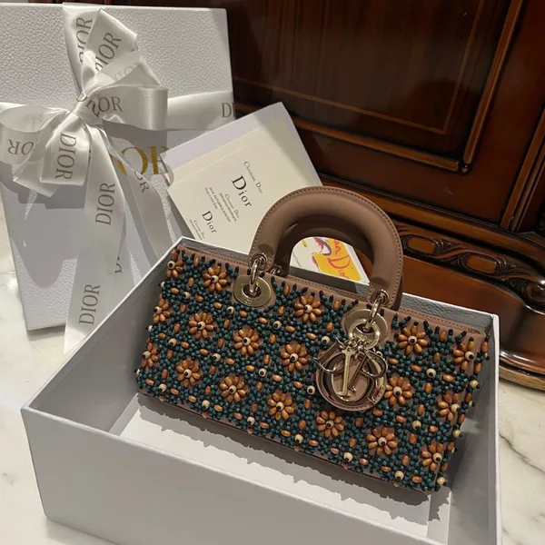 Dior D-Joy Medium Handbag With Beaded Pattern 26 cm product photo