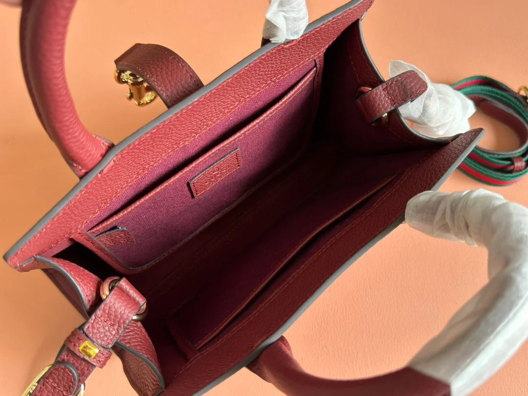 Gucci Small Jackie Tote 24 In Burgundy Lambskin product view 5