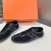 Hermès Women Black Mesh Leather Sneakers product view 4