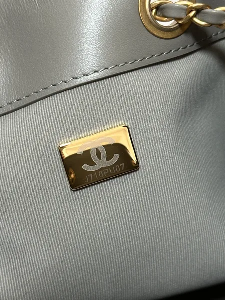Chanel New 25 Handbag 30 In Natural Grey Suede Gold Hardware product view 6