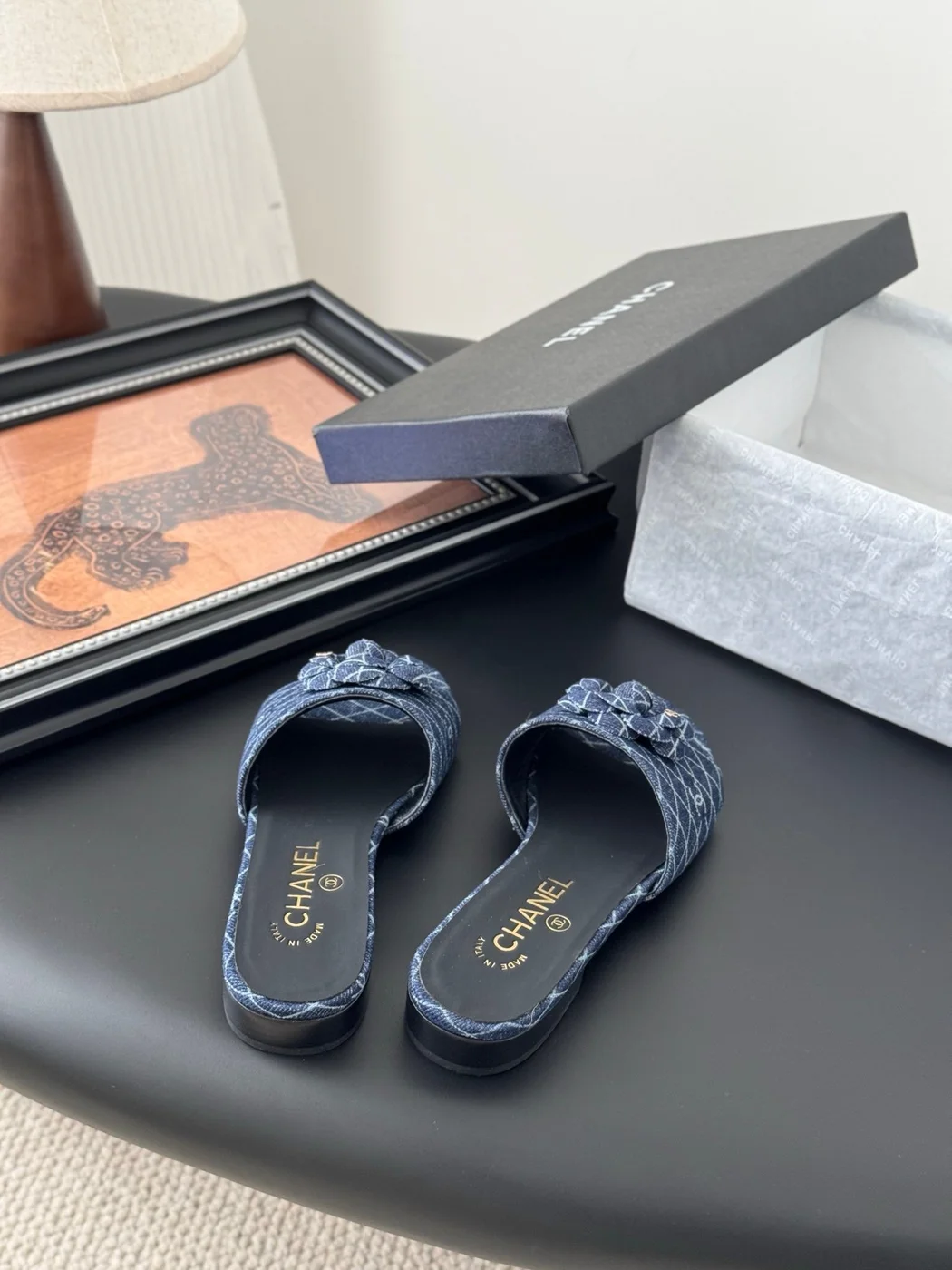 Chanel Women Blue Denim Mules Flats product view 5