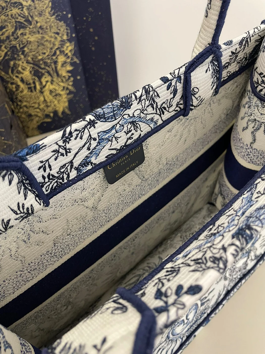 Dior Book Tote 36 cm — Blue and White Floral Pattern product view 7