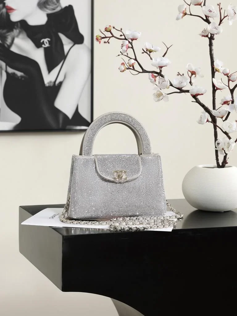 Chanel Mini Tote in Silvery Strass Gold Hardware product view 8