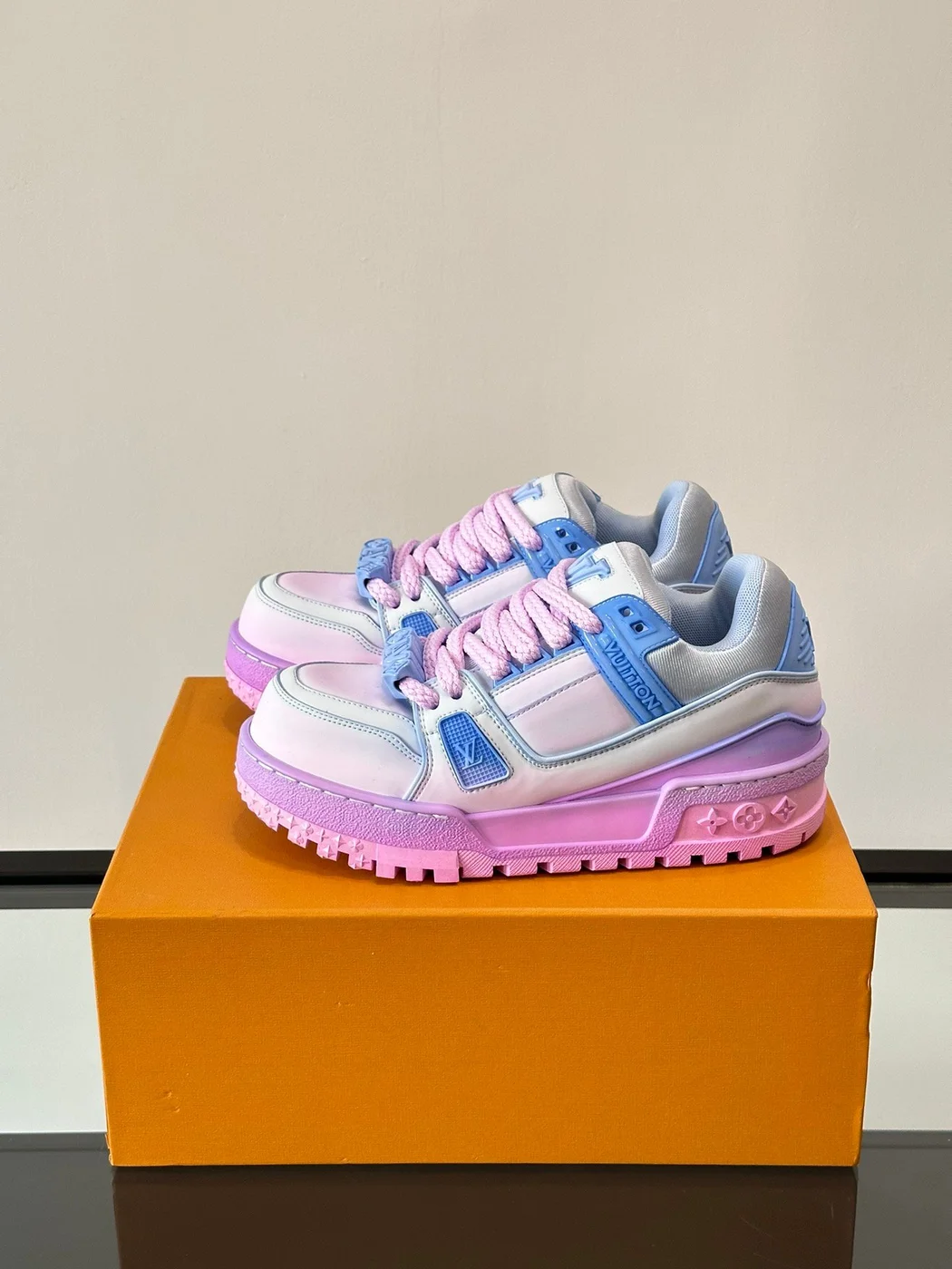 Louis Vuitton Chunky Low-Top Sneakers Pink, Light Blue and White product view 3