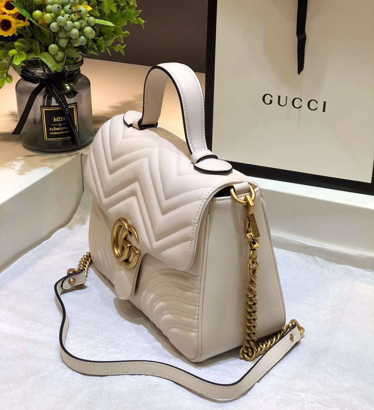 Gucci Marmont Top Handle Handbag White 27 cm product view 7