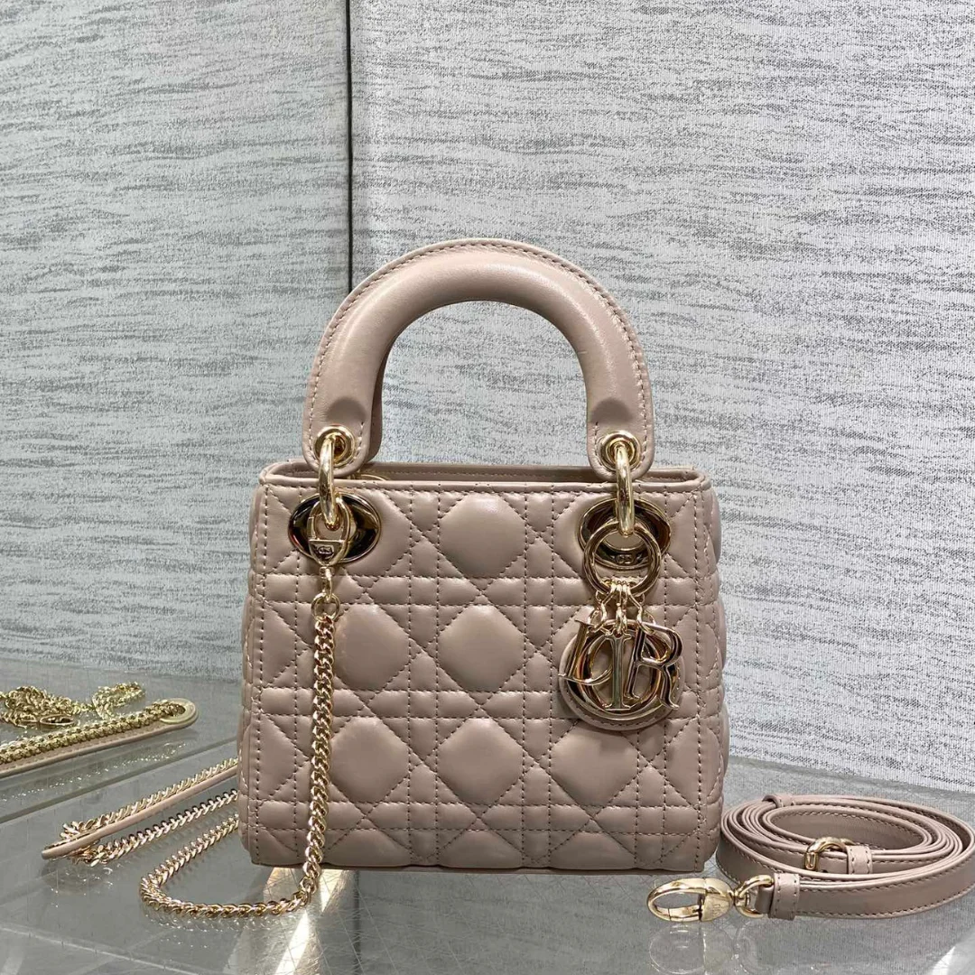 Dior Mini Lady Dior Bag in Beige Gold Hardware product view 1