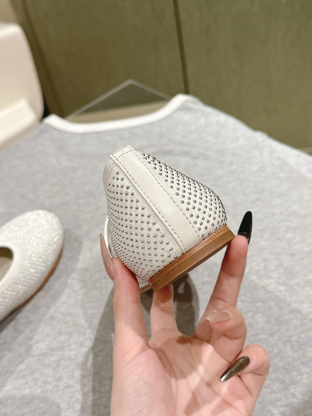 Louis Vuitton Women White Mesh Mary Jane Flats product view 2