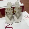 Valentino Women White Leather Studded Sandals product view 2