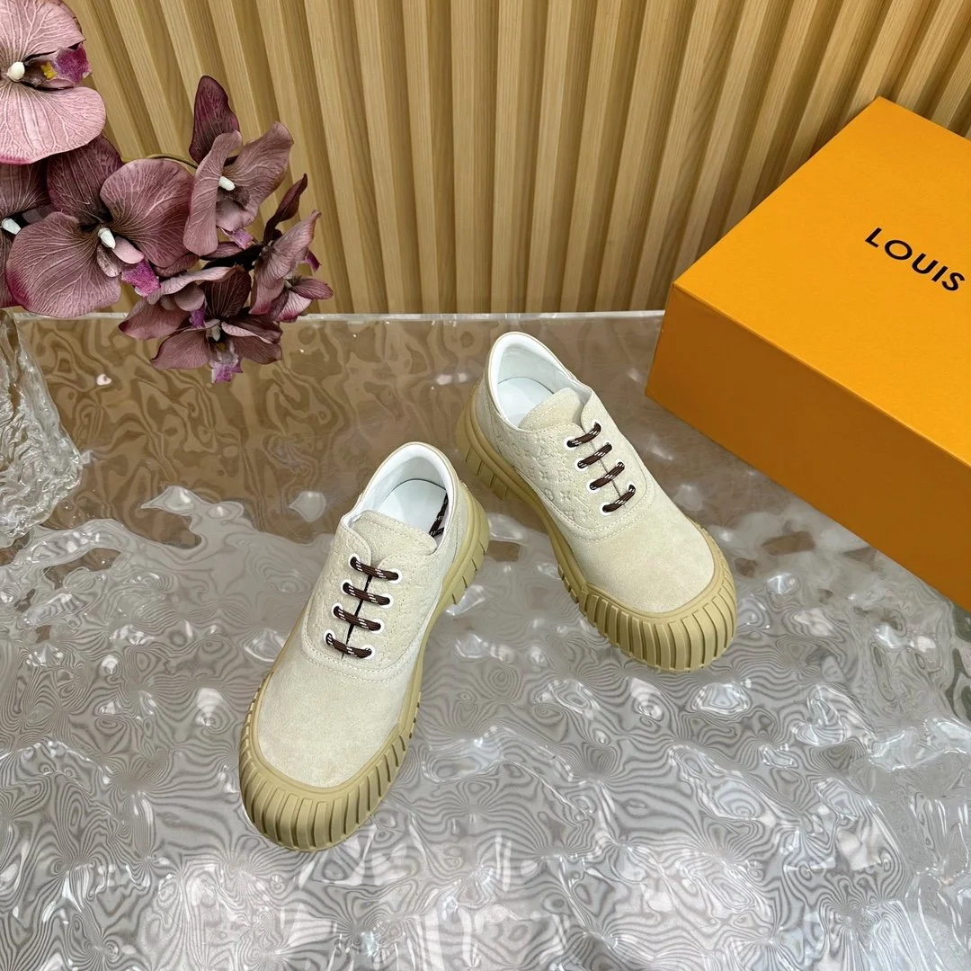 Louis Vuitton Women Beige Suede Casual Sneakers product view 1