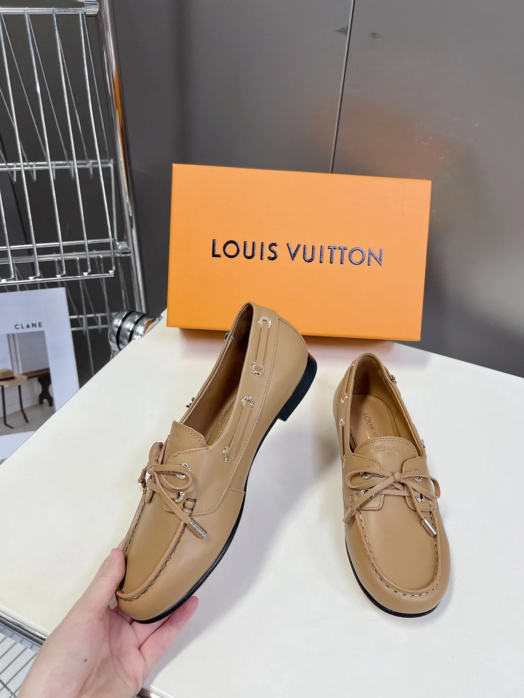 Louis Vuitton Women Beige Leather Loafers product view 5