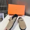 Hermès Women Beige Suede Mules — Rounded Toe with Black Sole product view 3