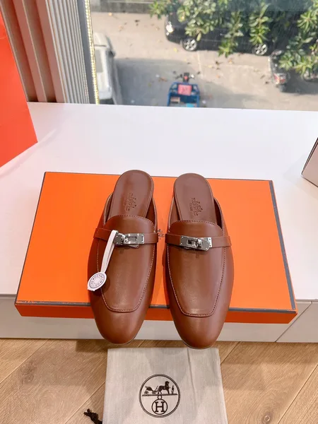 Hermès Women Brown Leather Slip On Mules product photo