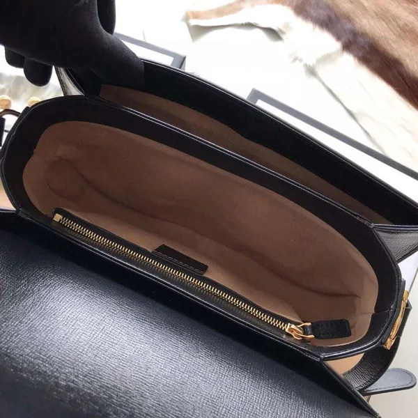 Gucci 1955 Horsebit Handbag Black Smooth Leather 25 cm product view 8