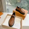 Louis Vuitton Women Brown Textured Leather Loafers product view 4