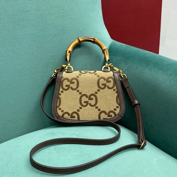 Gucci Bamboo Strap Bag with Brand Logo Pattern 17 cm product view 8