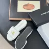 Chanel Women White Quilted Leather Slides — Gold-Tone CC Detail product view 5