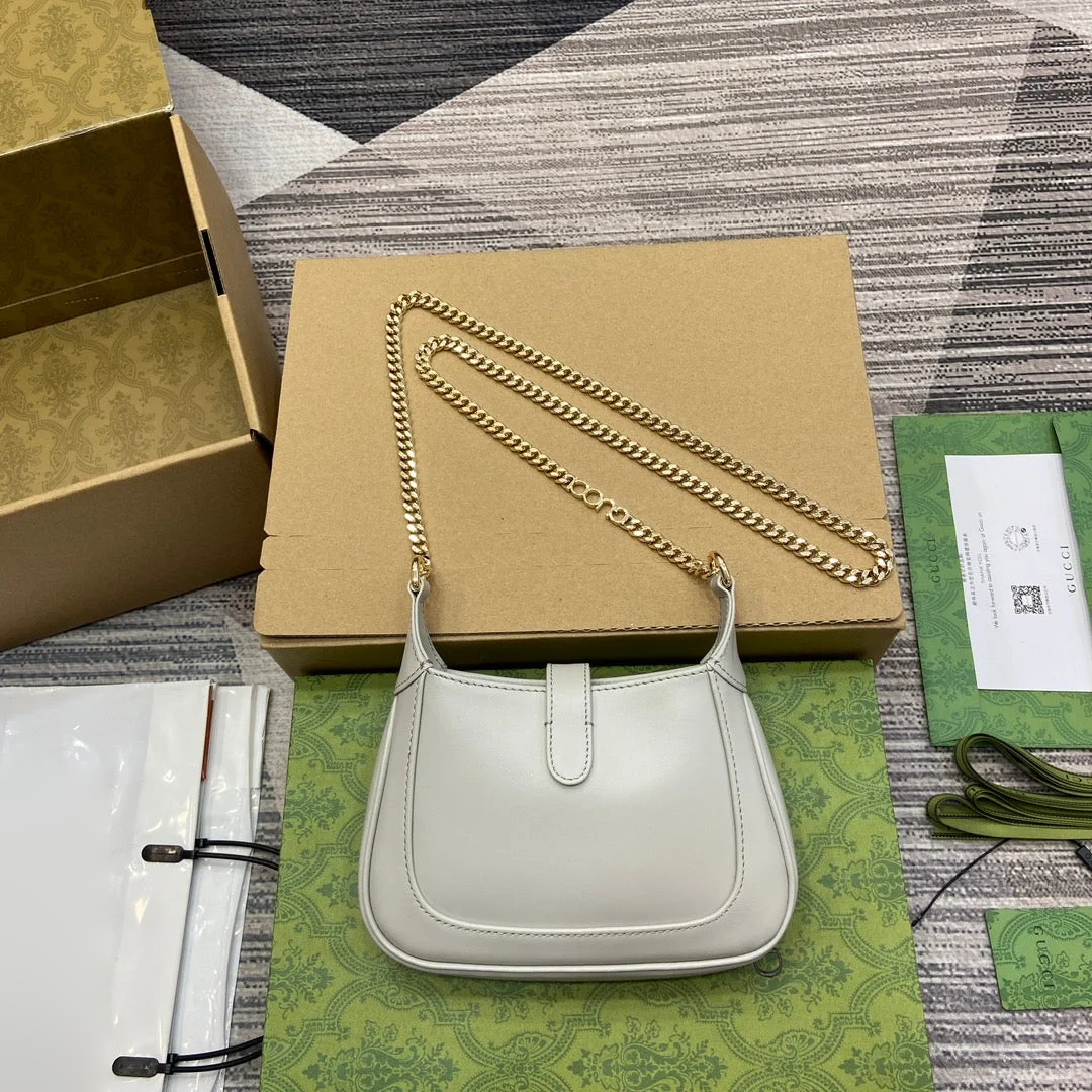 Gucci Jackie Notte Mini Bag 19 In White Calfskin Gold Hardware product view 8