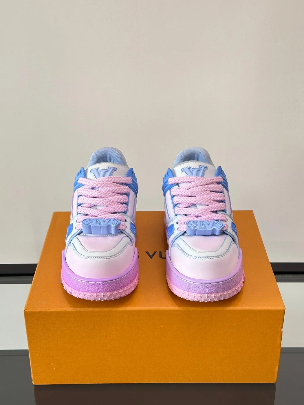Louis Vuitton Chunky Low-Top Sneakers Pink, Light Blue and White product view 2