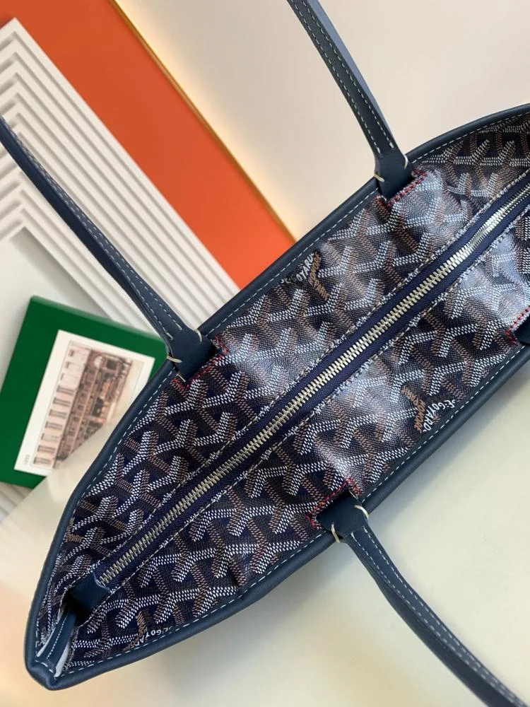 Goyard Navy Blue Goyardine Coated Canvas and Leather Saint Louis PM Tote product view 7
