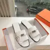 Hermès Women White Leather Slide Sandals product view 3