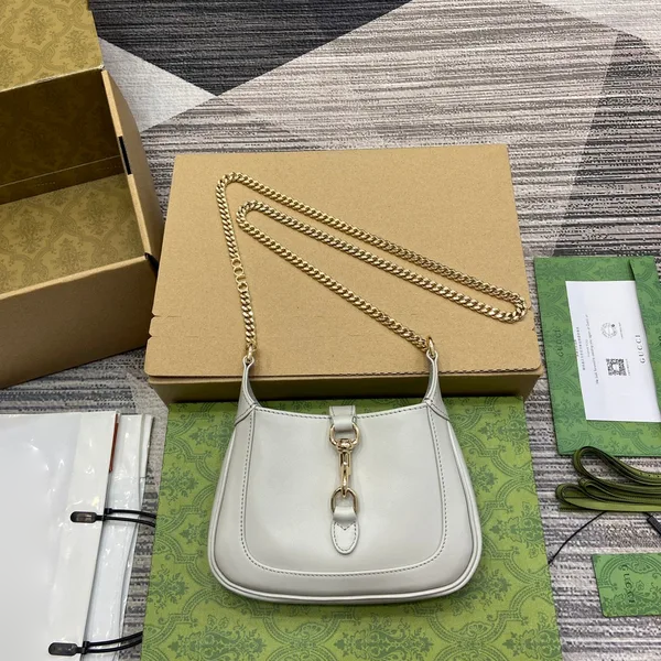 Gucci Jackie Notte Mini Bag 19 In White Calfskin Gold Hardware product photo