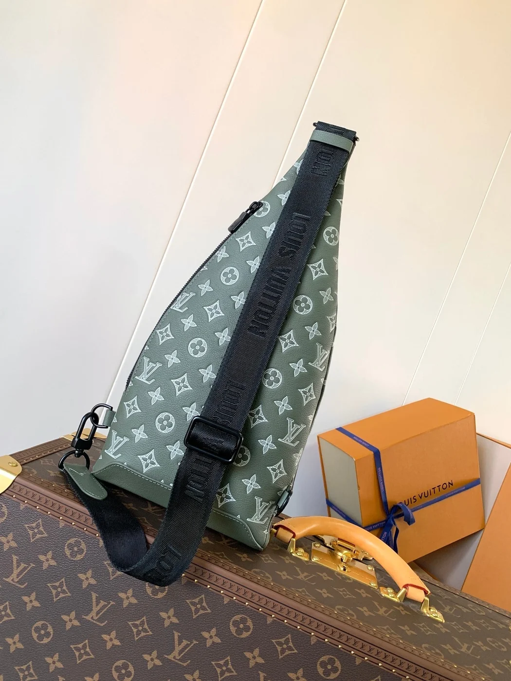 Louis Vuitton Duo Crossbag Bag 42 In Green And White Monogram Shadow Cowhide product view 3