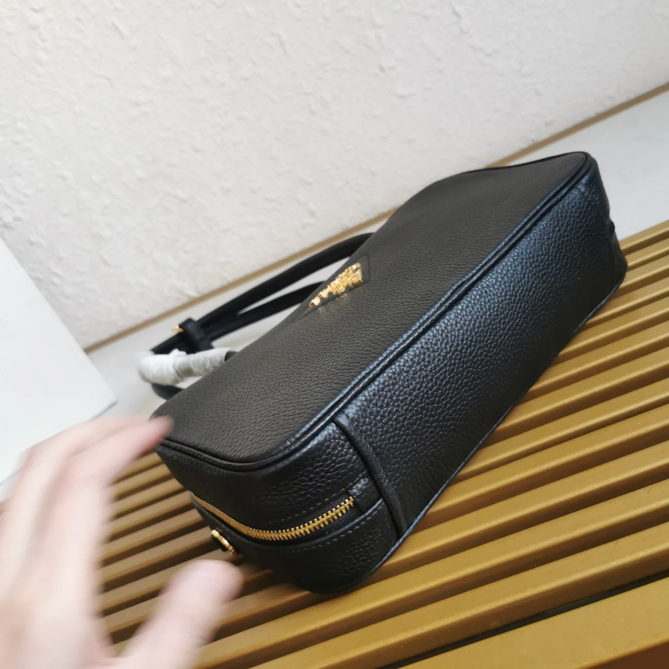 Prada Medium Leather Top-Handle Bag in Black product view 2