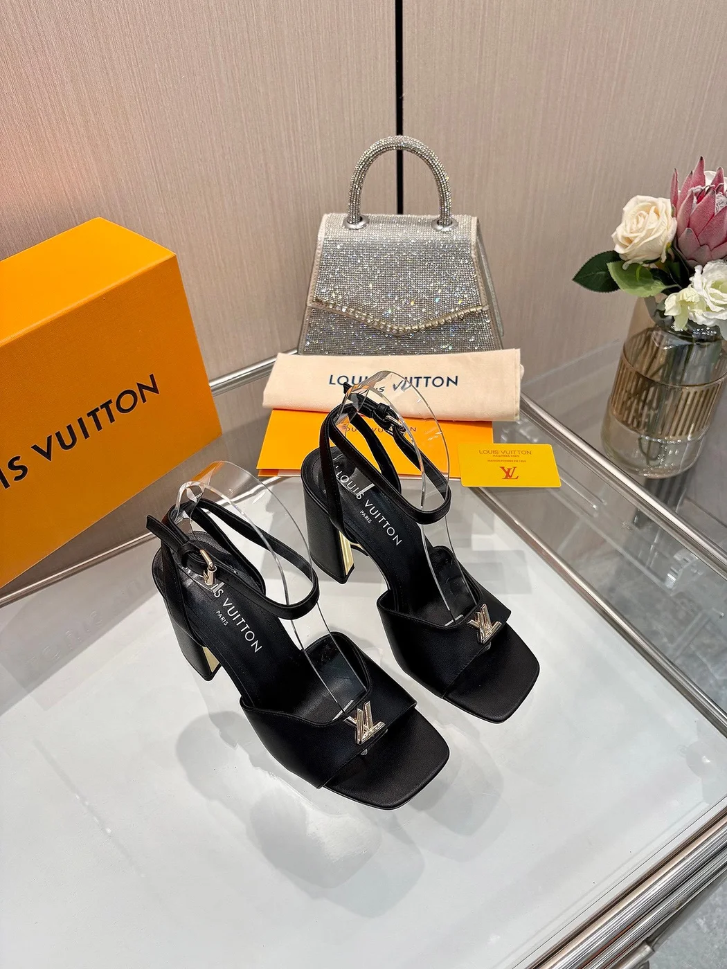 Louis Vuitton Women Black Platform Ankle-Strap Sandals product view 3