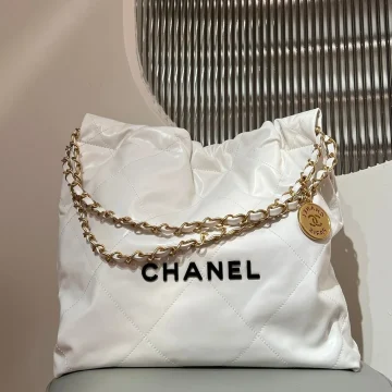 Chanel 22 Bag Small White Lambskin Leather product photo