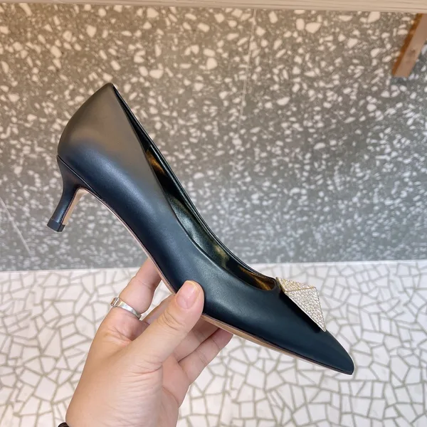 Valentino Women Black Leather Embellished Pumps product photo