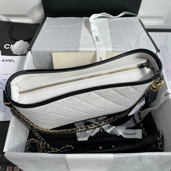Chanel Gabrielle Medium 28 Hobo Bag In Black Mix White Calfskin product view 3