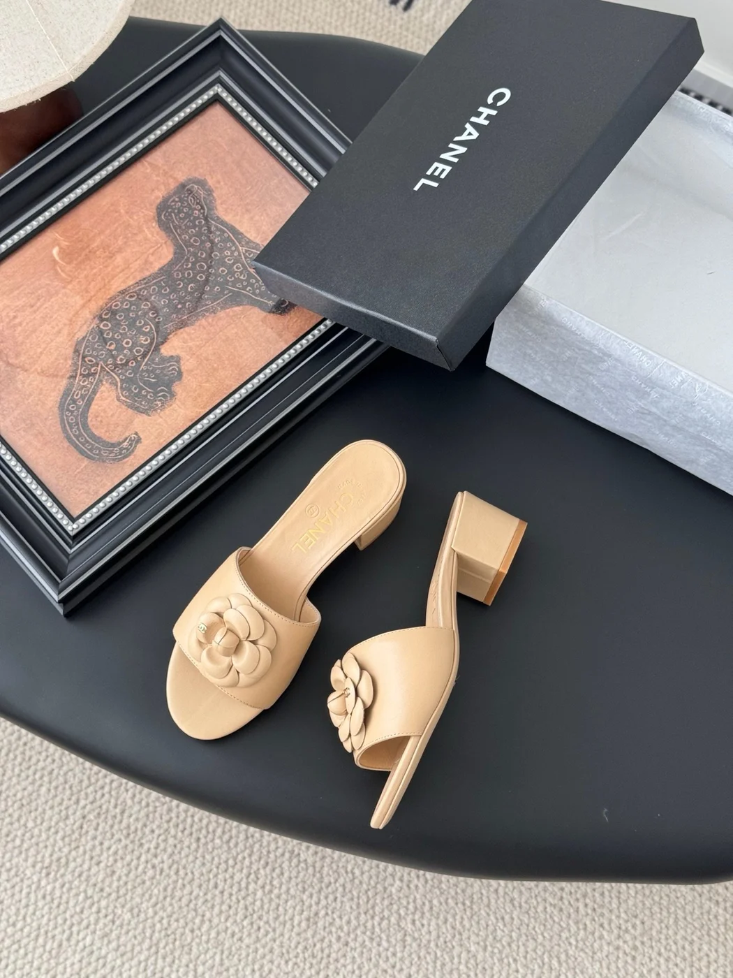 Chanel Women Beige Leather Mules product view 3